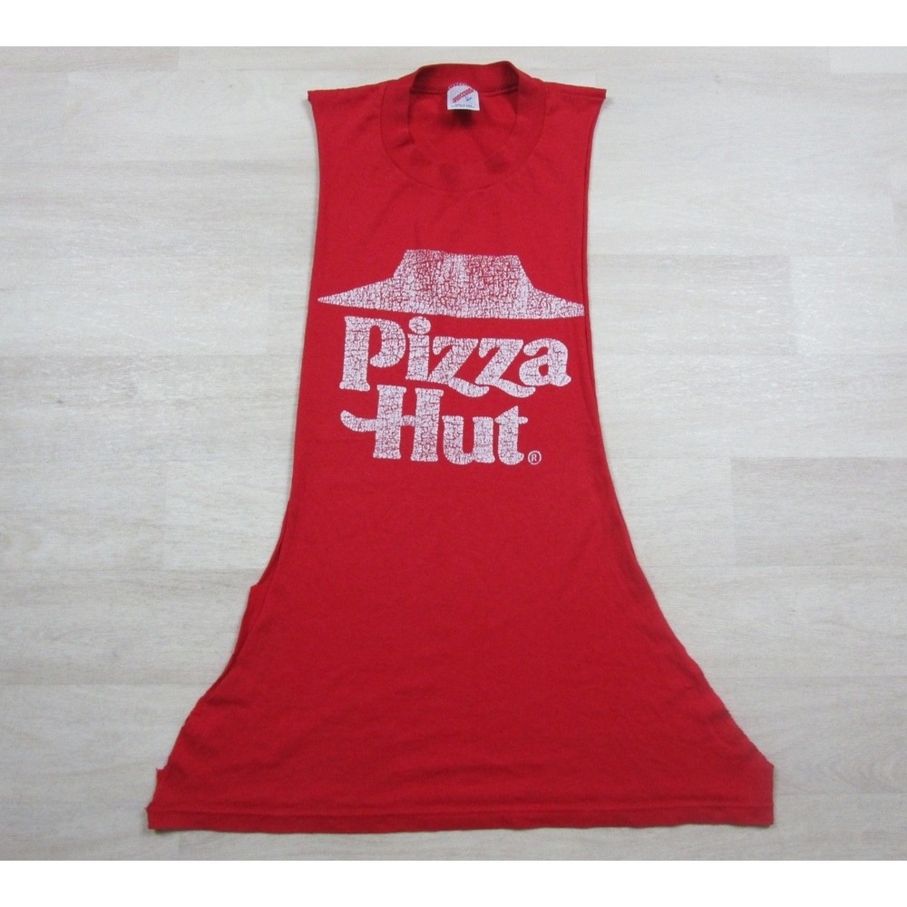 Vintage 80s Pizza Hut Cut off Muscle Tank Top Men's (L) Faded Thrashed Americana